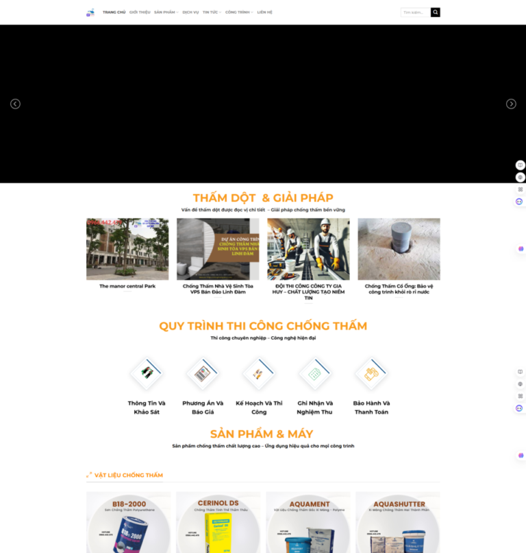 Mẫu website bán vật liệu và thi công chống thấm
