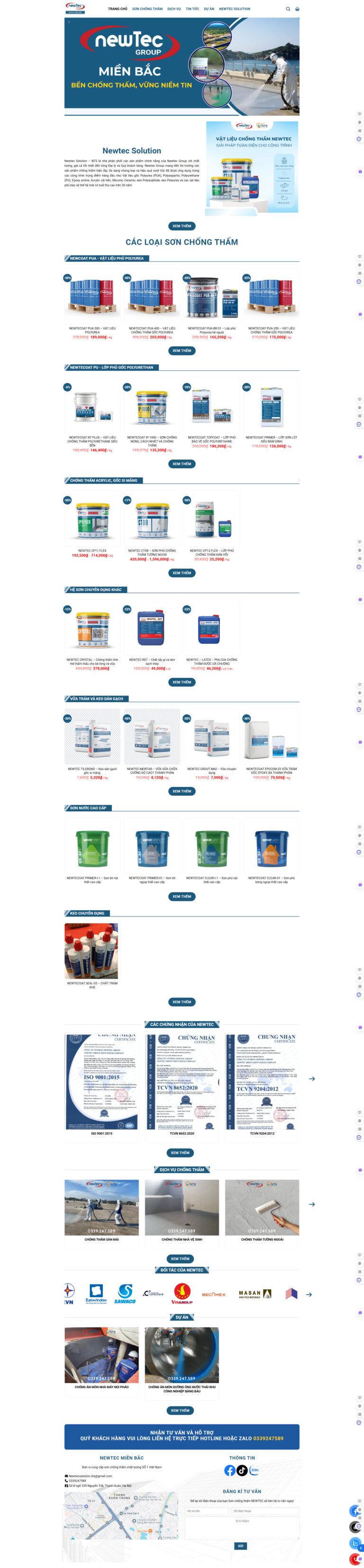 Mẫu website bán sơn nhà, sơn chống thấm, epoxy