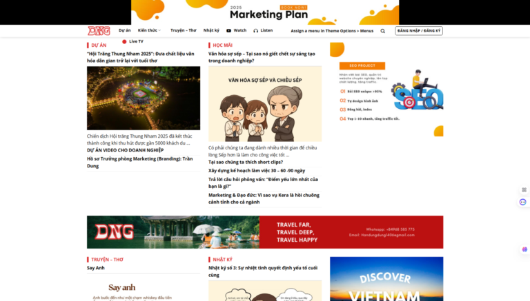Mẫu website tin tức, tạp chí online nhiều chuyên mục