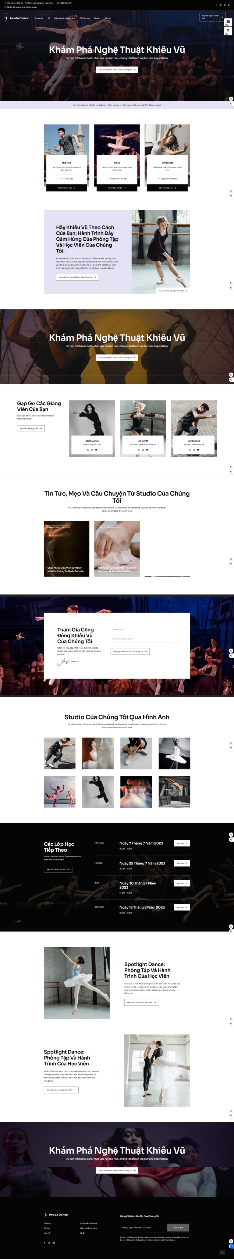Mẫu website phòng tập, studio nhảy, yoga