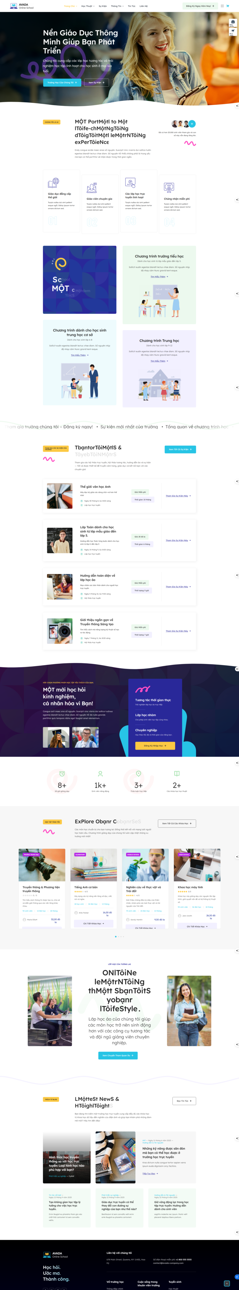 Mẫu website khóa học trực tuyến, trường online