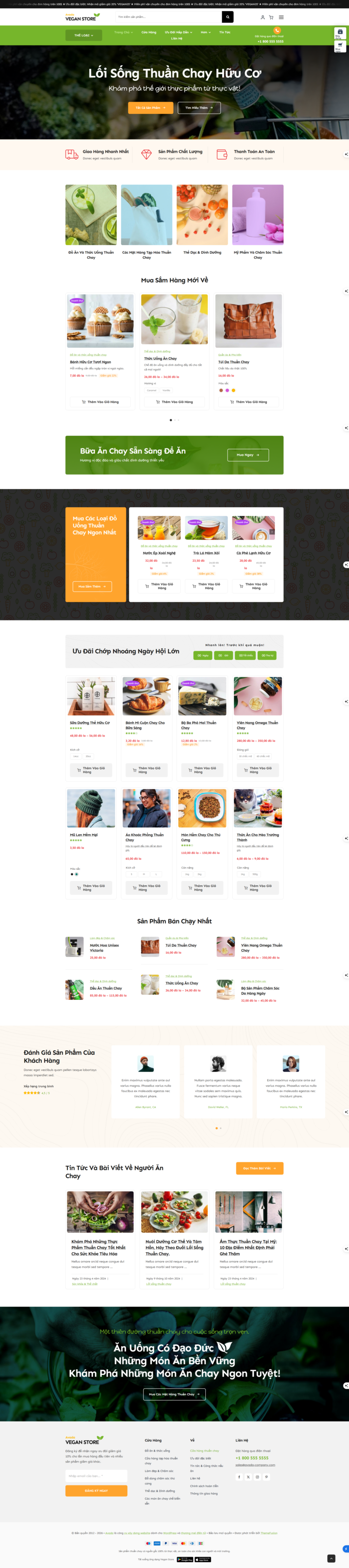 Mẫu website cửa hàng thực phẩm, đồ chay