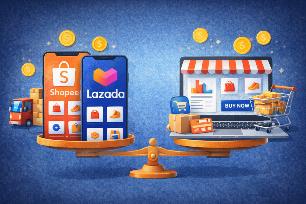 Thiết kế Website bán hàng hay bán trên Shopee, Lazada?