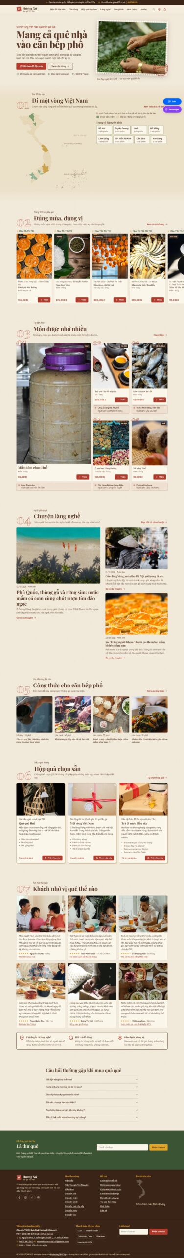 Mẫu website bán đặc sản vùng miền HƯƠNG XỨ