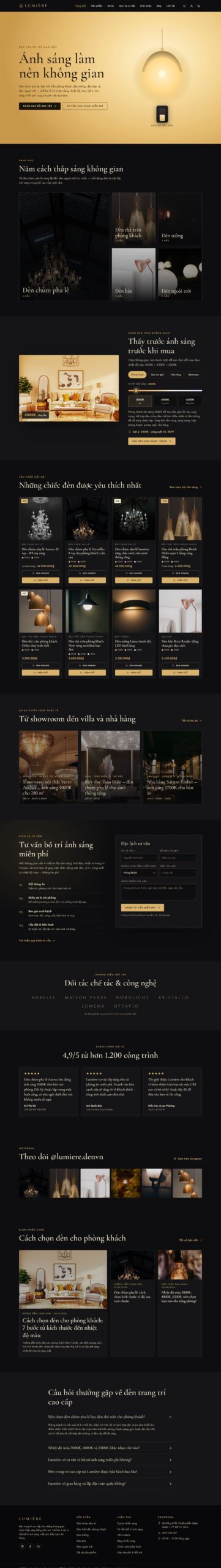 Mẫu website bán đèn trang trí cao cấp LUMIÈRE
