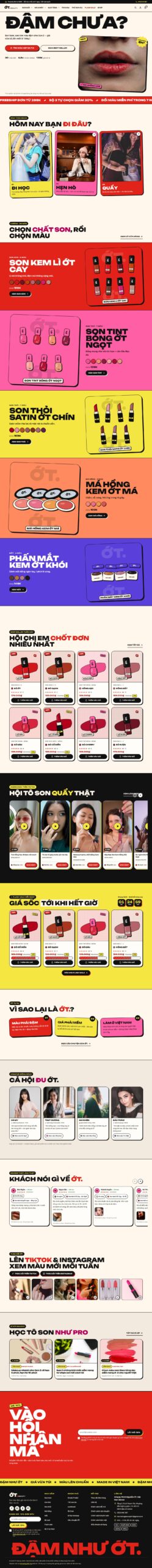 Mẫu website bán son, makeup ỚT. Beauty