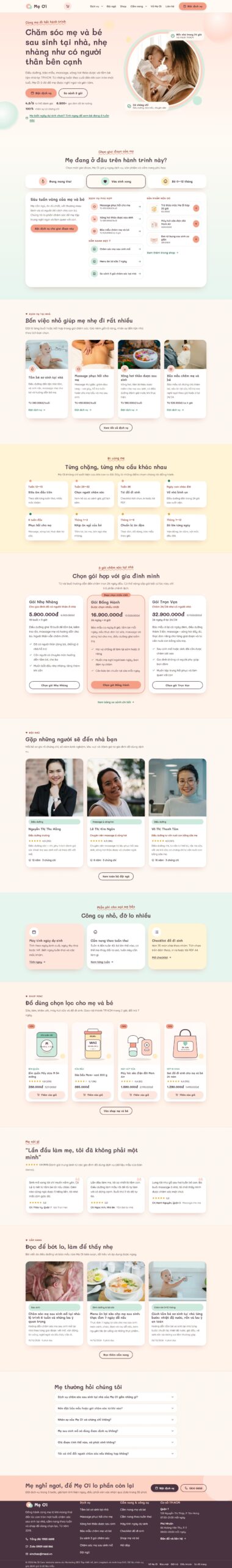 Mẫu website chăm sóc mẹ và bé sau sinh, shop mẹ và bé Mẹ Ơi