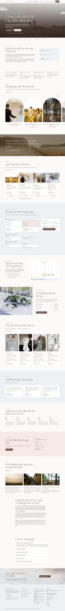 Mẫu website chụp ảnh cưới, wedding planner Mây Studio