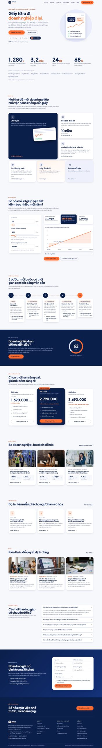 Mẫu website chuyển đổi số NEXUS DIGITAL: chữ ký số, hóa đơn điện tử