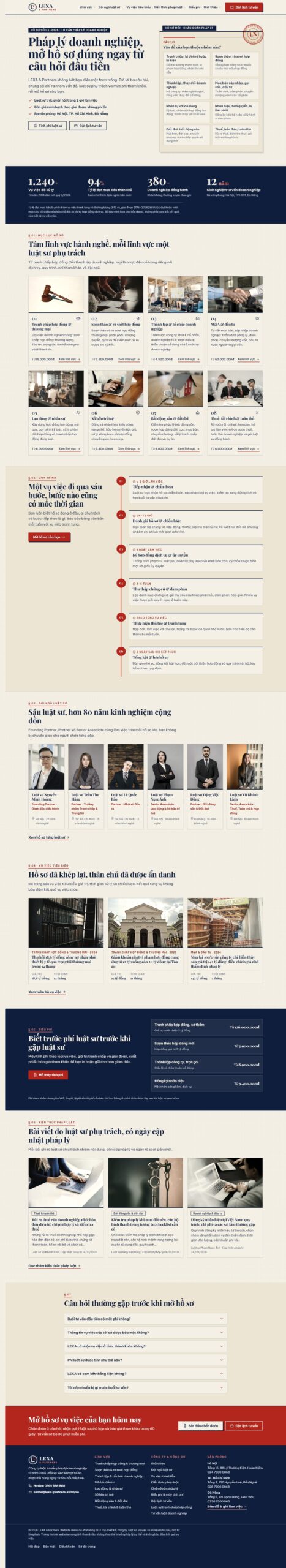 Mẫu website công ty luật, tư vấn pháp lý doanh nghiệp LEXA & Partners
