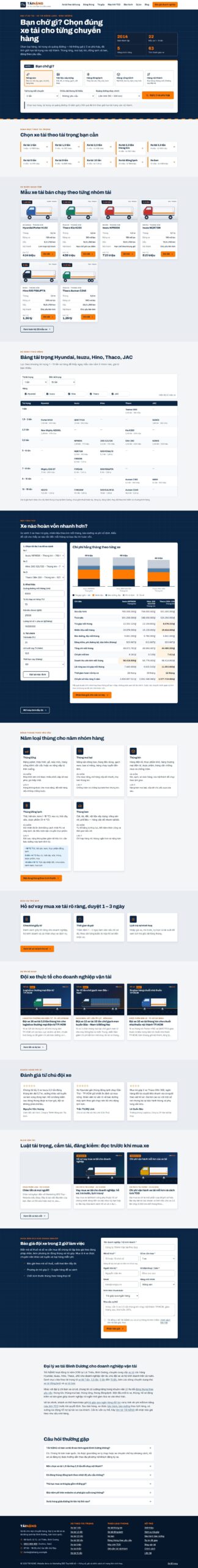 Mẫu website đại lý xe tải, xe tải đông lạnh TẢI NẶNG
