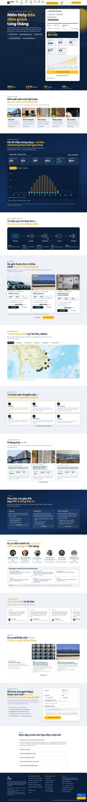 Mẫu website điện mặt trời áp mái NẮNG. Solar