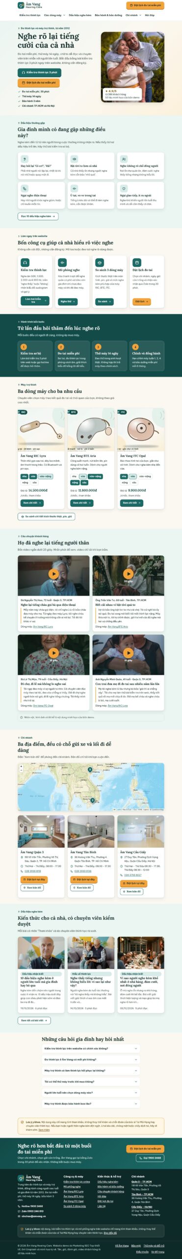 Mẫu website đo thính lực và máy trợ thính Âm Vang