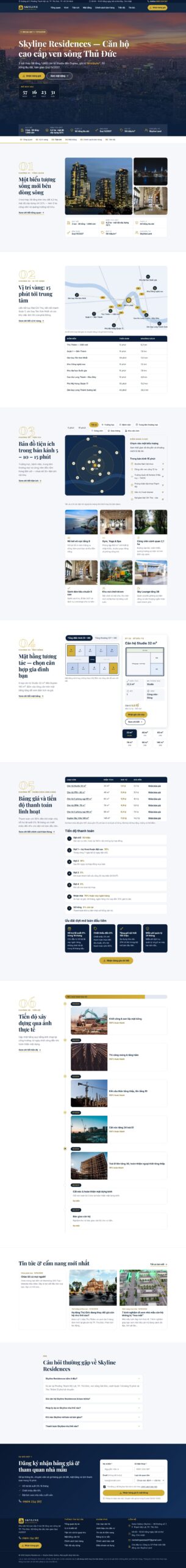 Mẫu website dự án căn hộ SKYLINE