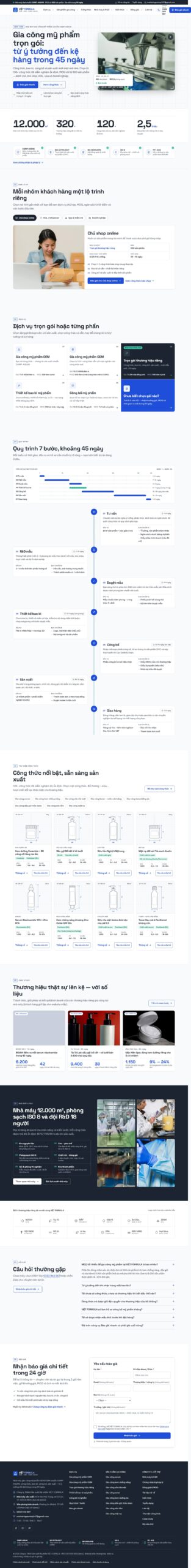 Mẫu website gia công mỹ phẩm VIỆT FORMULA