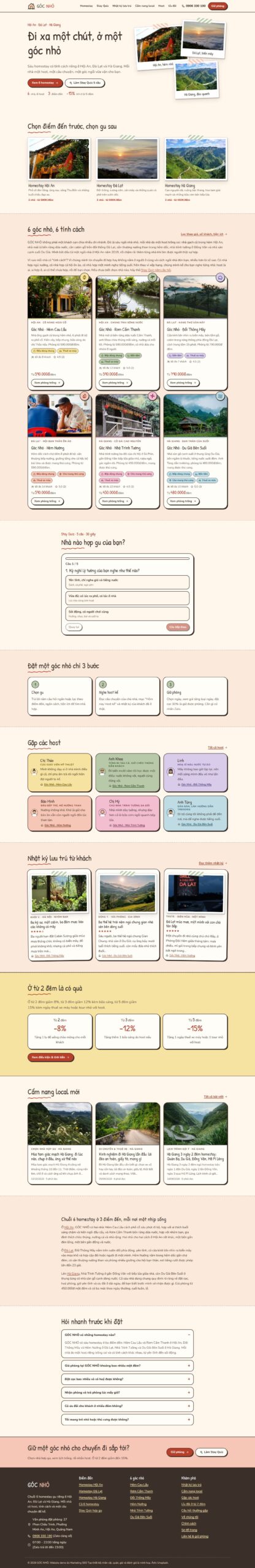 Mẫu website homestay GÓC NHỎ