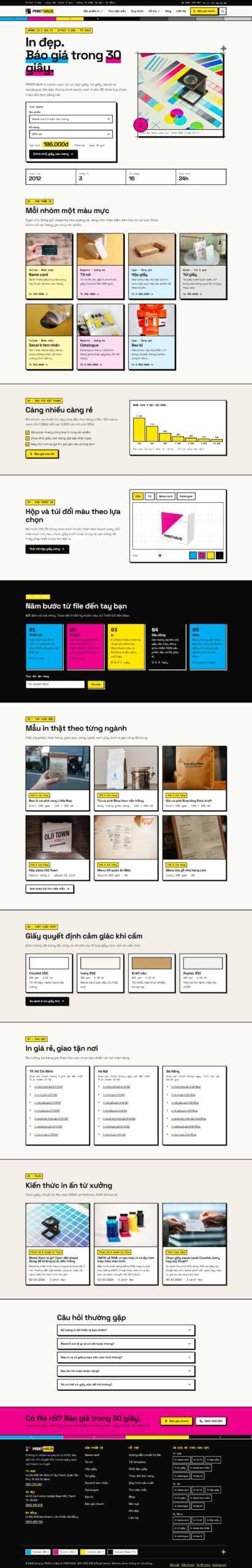 Mẫu website xưởng in ấn và bao bì PRINTHAUS – báo giá tức thì