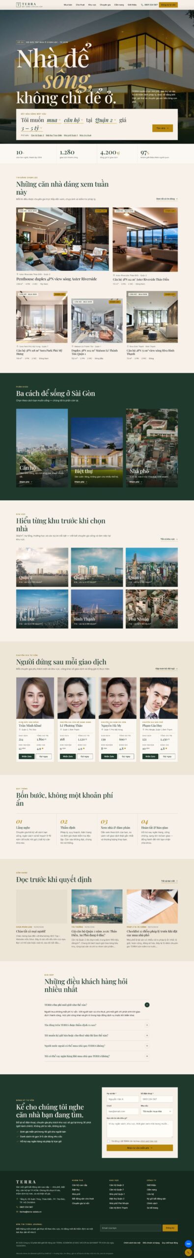 Mẫu website môi giới bất động sản cao cấp TERRA