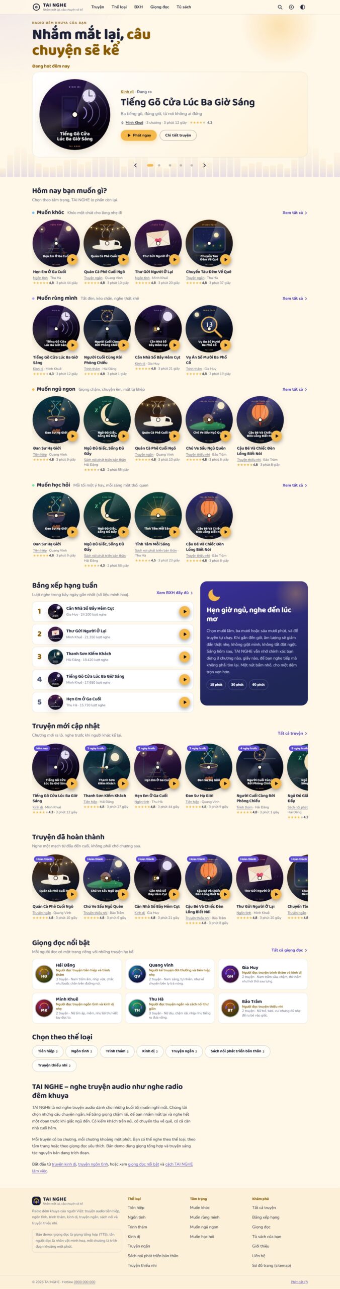 Mẫu website nghe truyện audio TAI NGHE