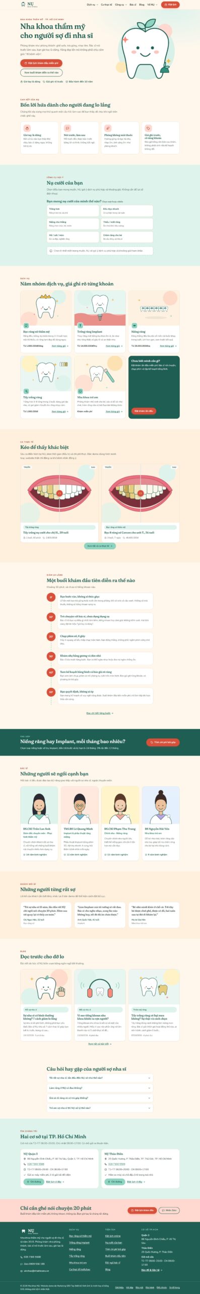 Mẫu website nha khoa thẩm mỹ NỤ cho người sợ đi nha sĩ