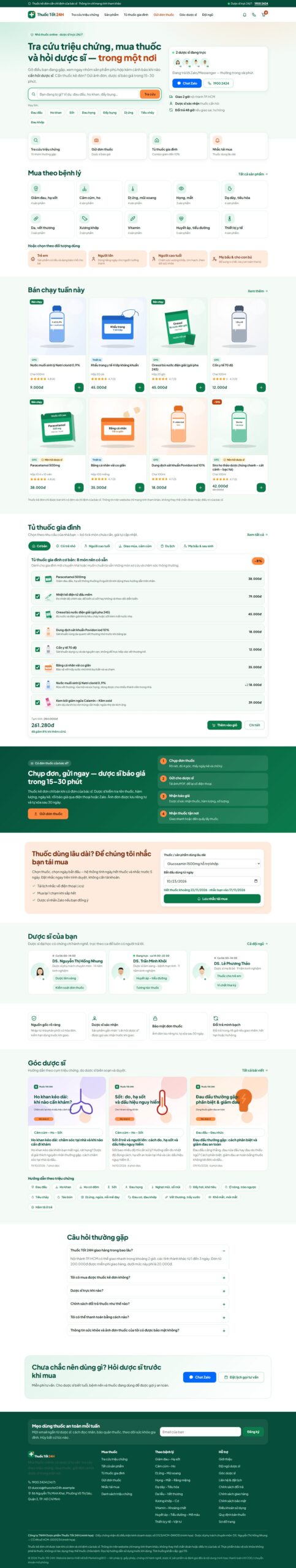 Mẫu website nhà thuốc online THUỐC TỐT 24H