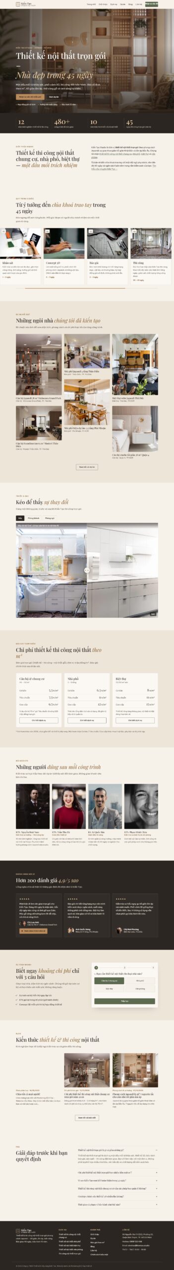 Mẫu website nội thất KIẾN TẠO STUDIO