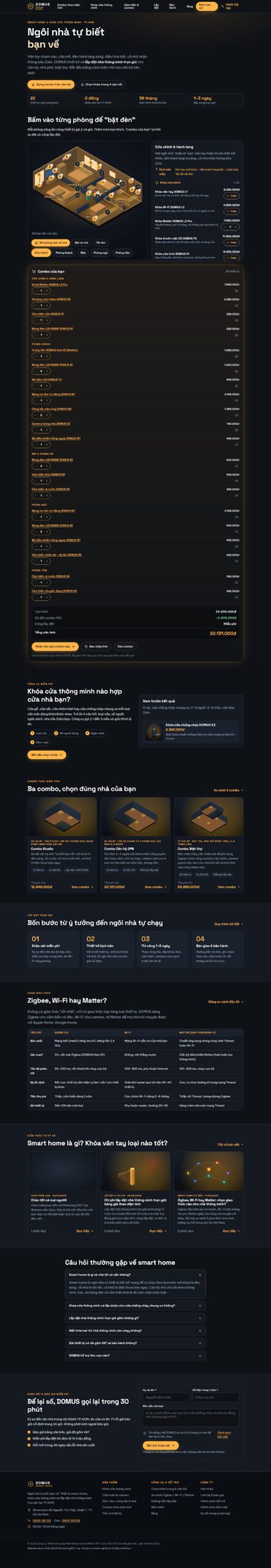 Mẫu website smart home và khóa cửa thông minh DOMUS