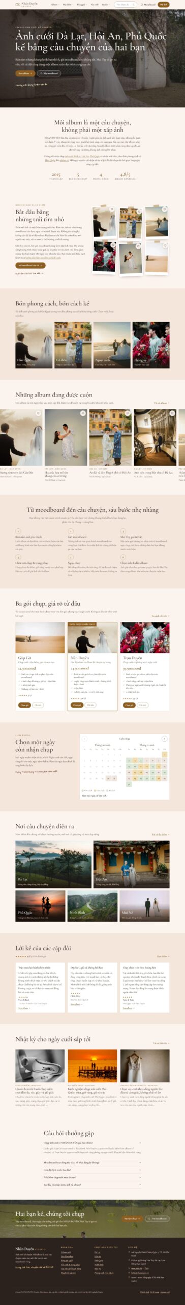 Mẫu website studio ảnh cưới, moodboard Nhân Duyên