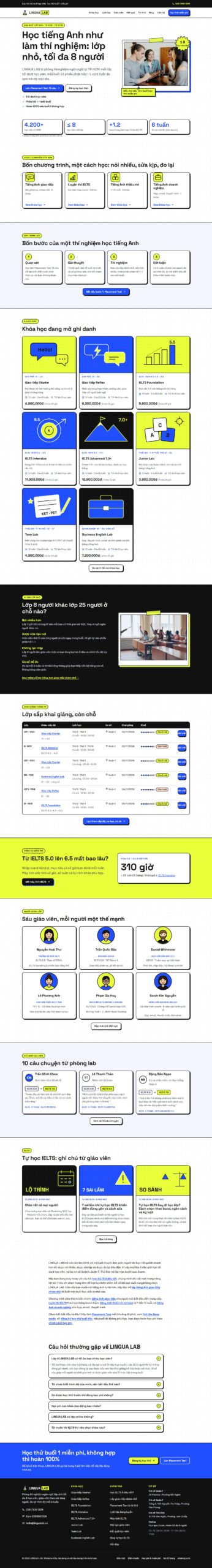 Mẫu website trung tâm Anh ngữ LINGUA LAB