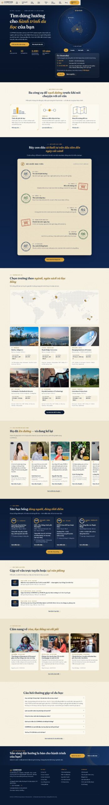 Mẫu website tư vấn du học COMPASS