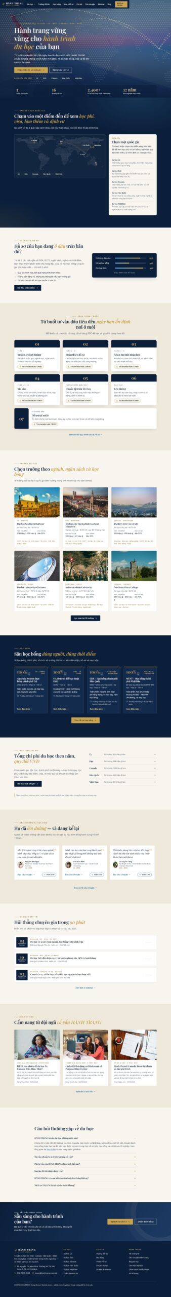 Mẫu website tư vấn du học HÀNH TRANG