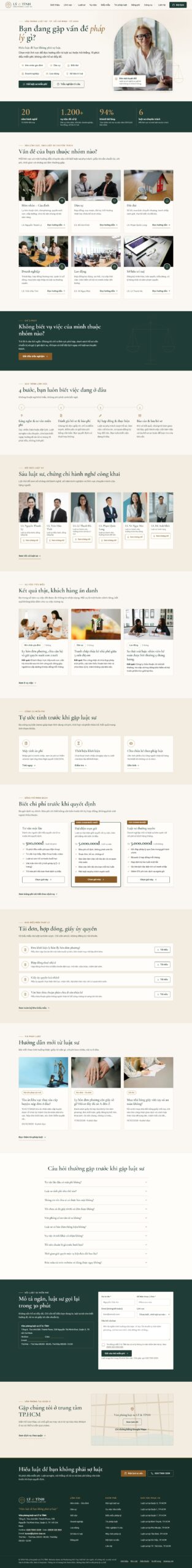 Mẫu website văn phòng luật sư có trắc nghiệm, đặt lịch và biểu mẫu LÝ & TÌNH